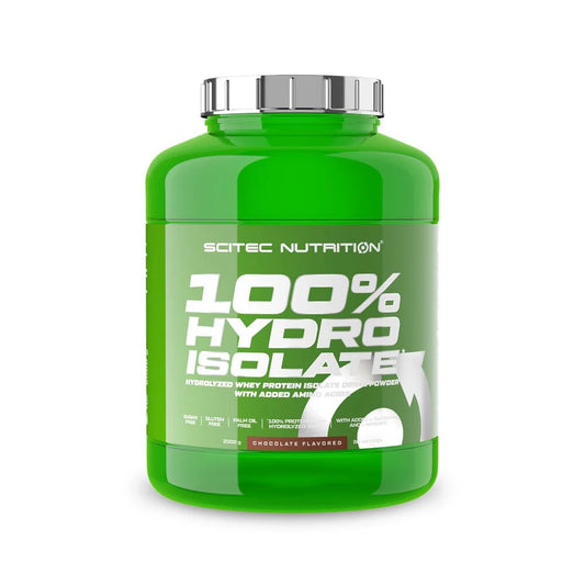Envase de proteína Scitec Nutrition 100% Hydro Isolate sabor chocolate.
