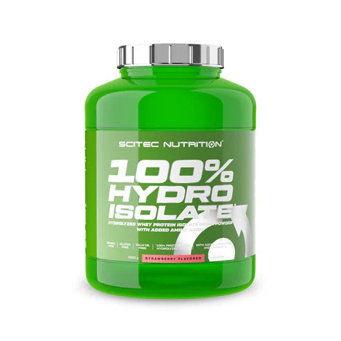 Envase de proteína Scitec Nutrition 100% Hydro Isolate 5 lbs sabor frutilla.