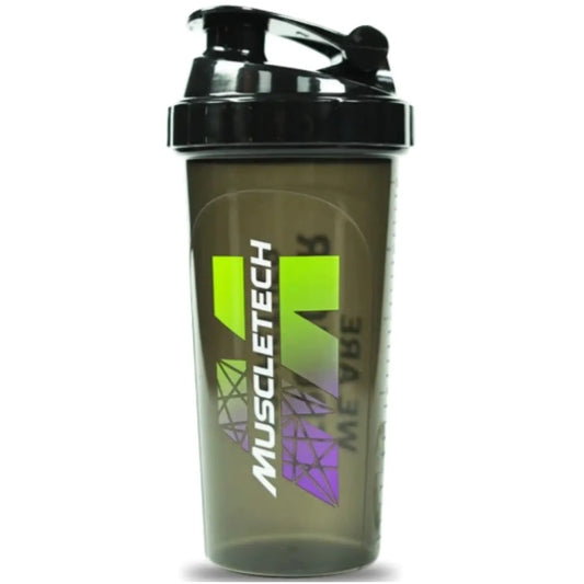 Shaker Muscletech Energy 700cc negro con logo.