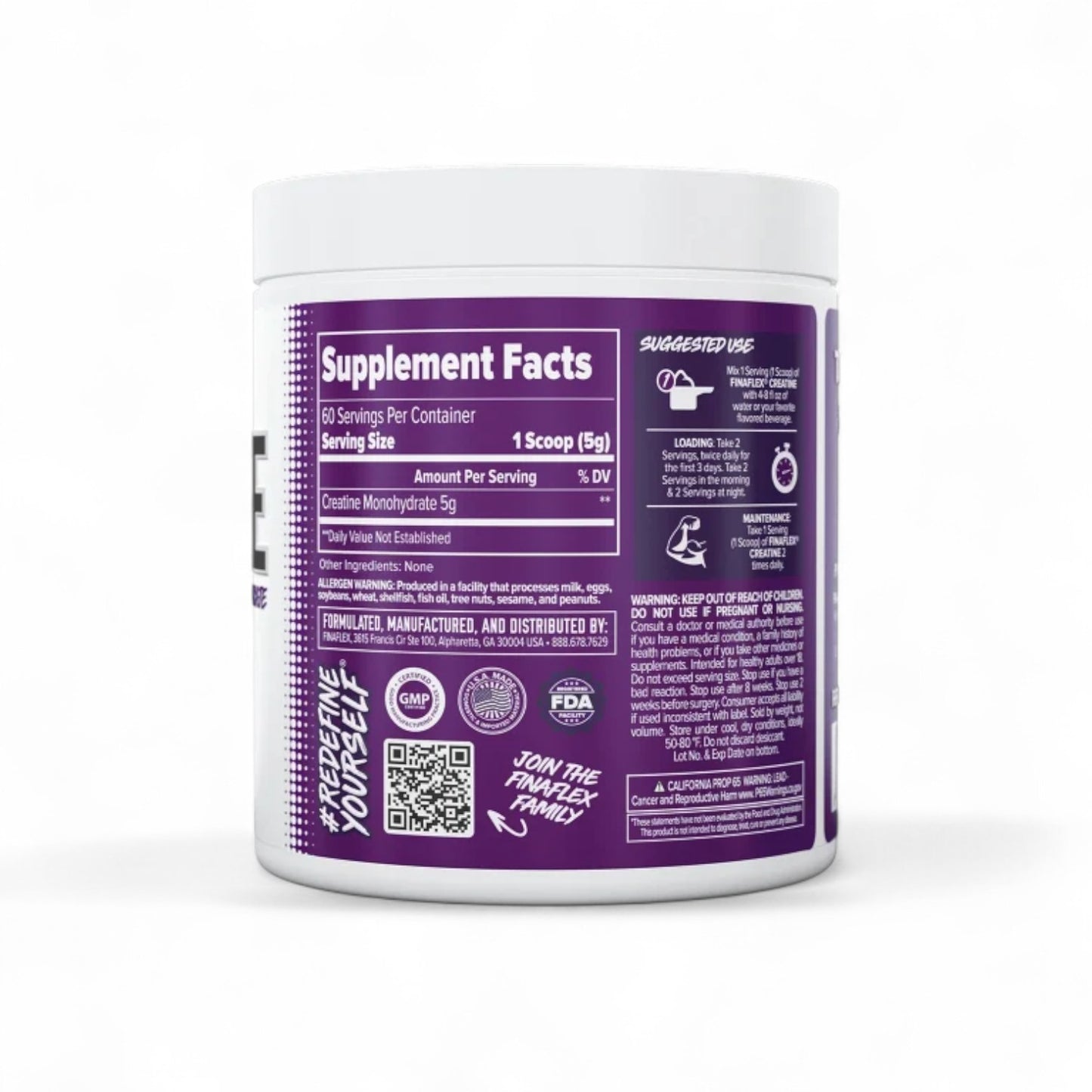Envase de Creatina Monohidratada Finaflex 300g Sin Sabor