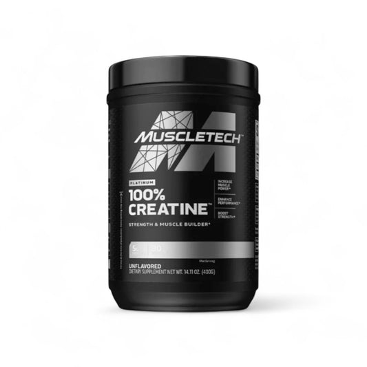 Envase de Creatina Muscletech 400g Sin Sabor.