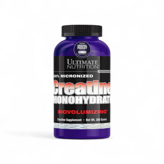 Frasco de Creatina Ultimate Nutrition 300g Sin Sabor.