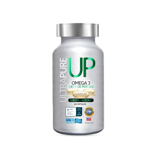 Frasco de Omega 3 UP 60 cápsulas.