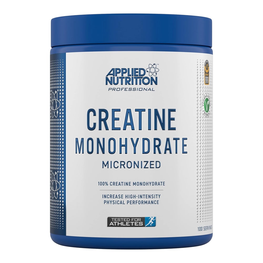 Envase de creatina monohidratada Applied Nutrition 500g.