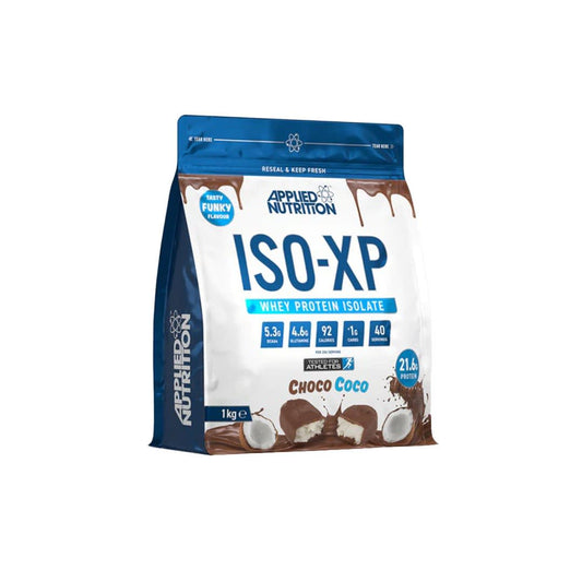 Envase de Proteína ISO-XP Applied Nutrition 1kg sabor Choco Coco.