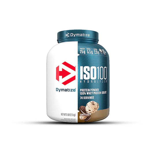 Envase de Proteína Dymatize ISO 100 sabor Cookies.