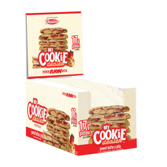 Caja de cookies proteicas My Cookie Dealer de 12 unidades.