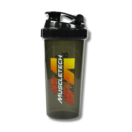 Shaker MUSCLETECH negro de 700 ml con batidor.