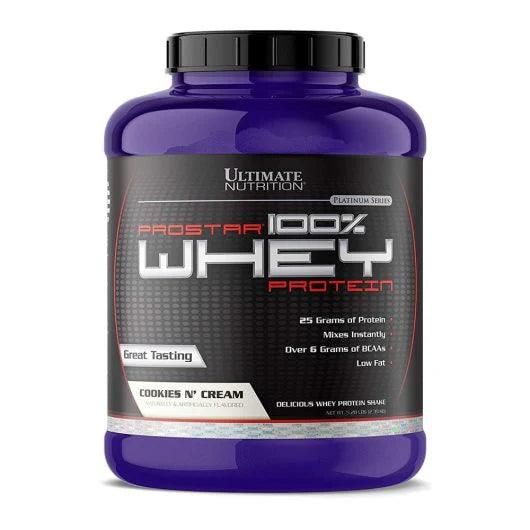 Envase de Proteína Ultimate Nutrition Prostar sabor Cookies and Cream.
