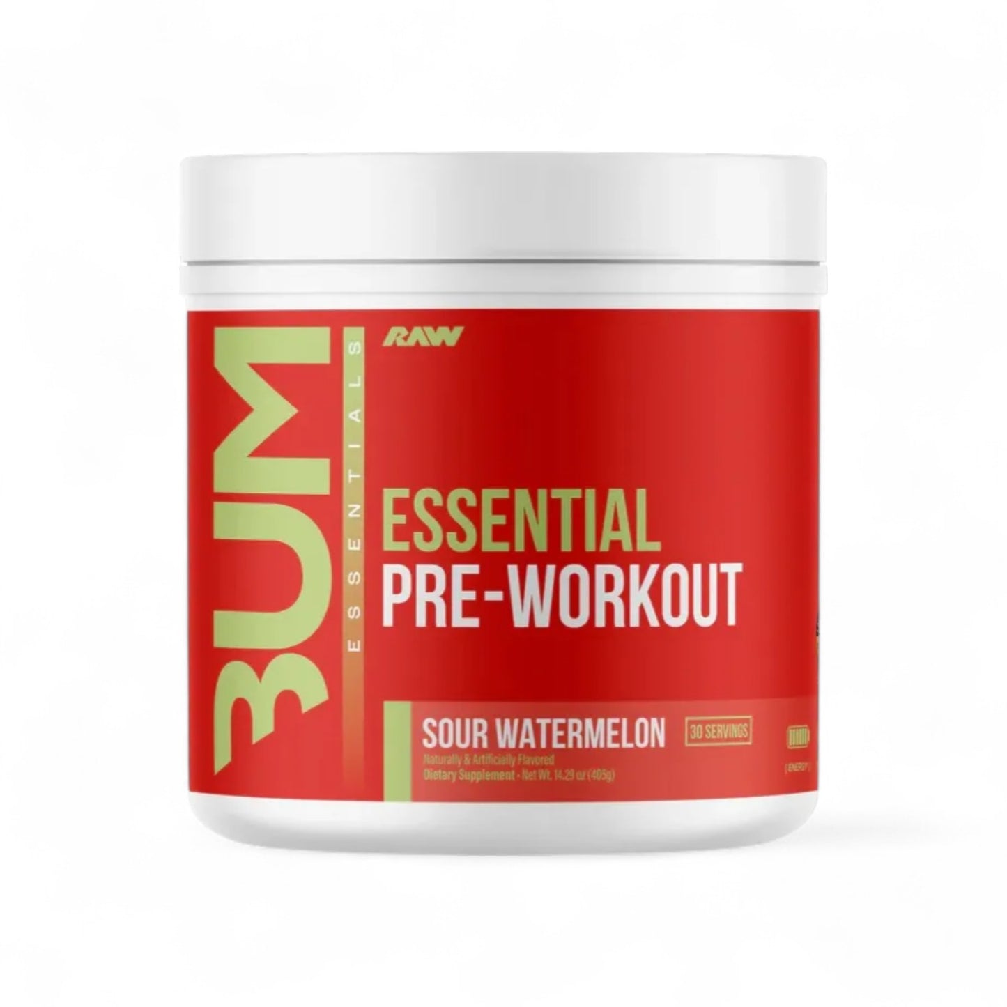 Envase de Pre Entreno Cbum Essential sabor sandía ácida.