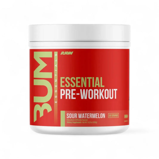 Envase de Pre Entreno Cbum Essential sabor sandía ácida.