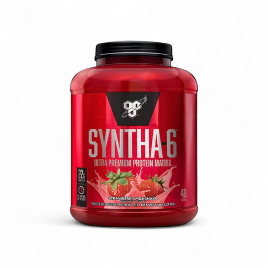 Envase de proteína BSN Syntha-6 5 lbs sabor Strawberry Milkshake.