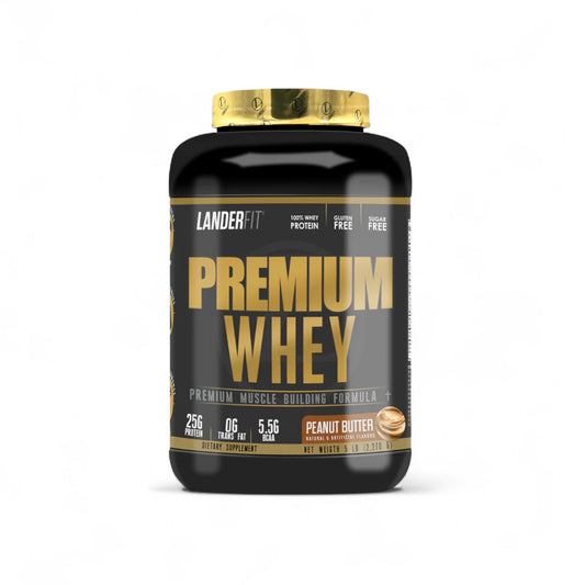 Envase de Proteína Landerfit Premium 5lbs sabor mantequilla de maní.