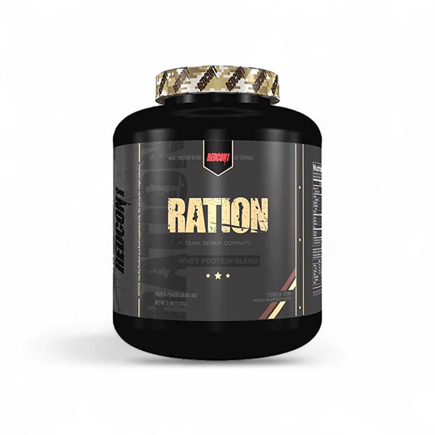 Envase de Proteína Ration 5LB sabor Cookies and Cream.