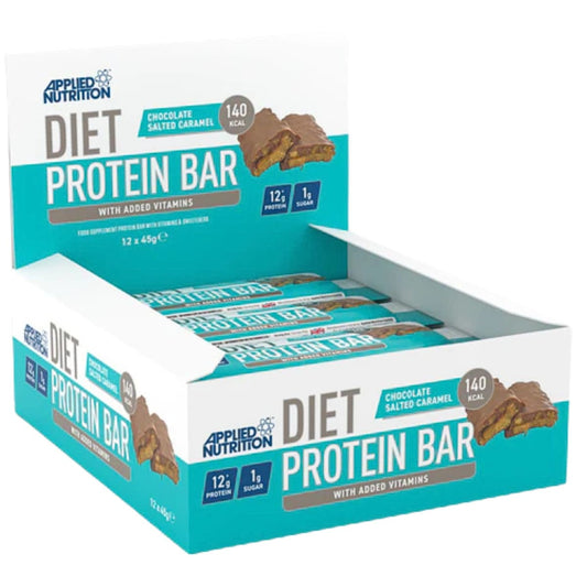 Caja de barras de proteína Applied Nutrition sabor Chocolate Salted Caramel.