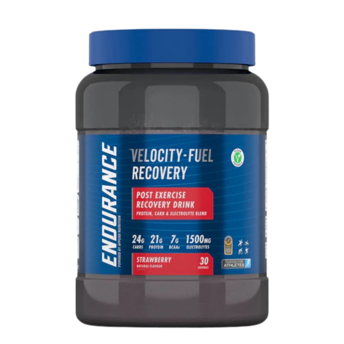 Envase de Endurance Recovery de Applied Nutrition sabor frutilla.