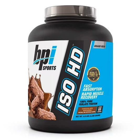 Envase de proteína BPI ISO HD sabor Chocolate Brownie.