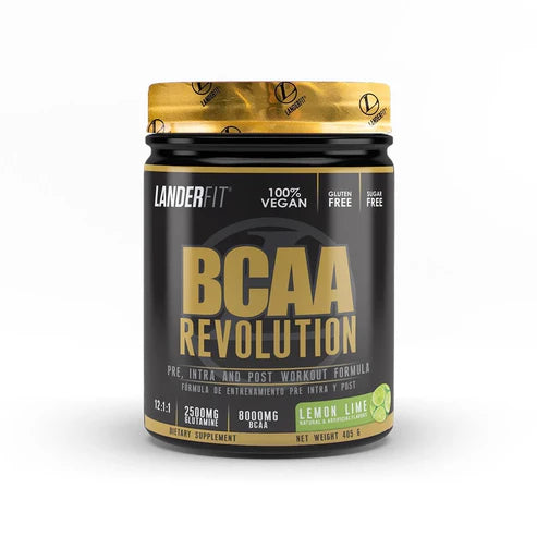 Envase de BCAA Revolution Landerfit sabor Lemon Lime.