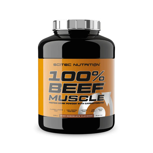 Envase de proteína Hydro Beef de Scitec Nutrition sabor chocolate.