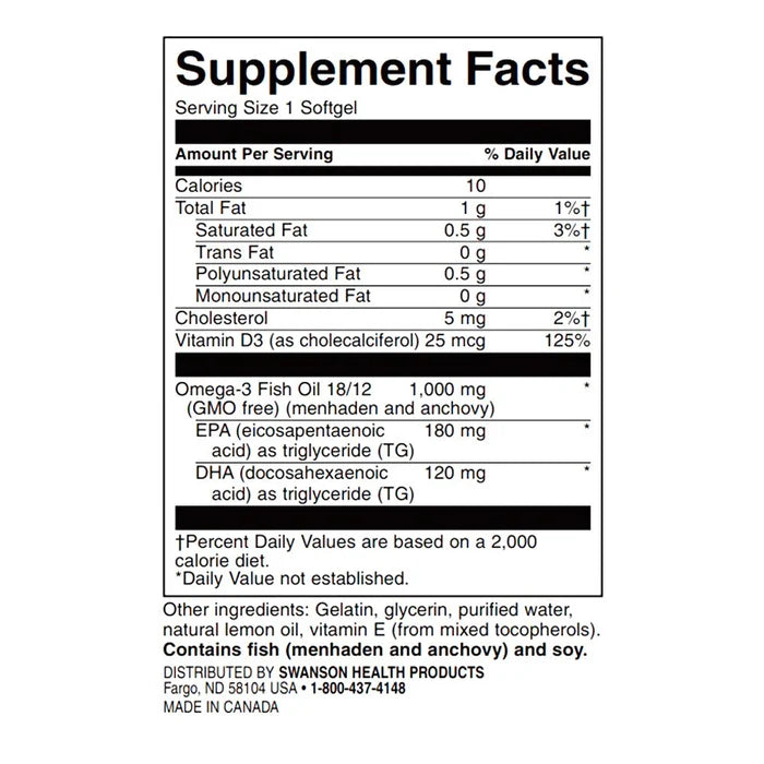 Omega 3 Swanson 60 Softgels Sabor Limón