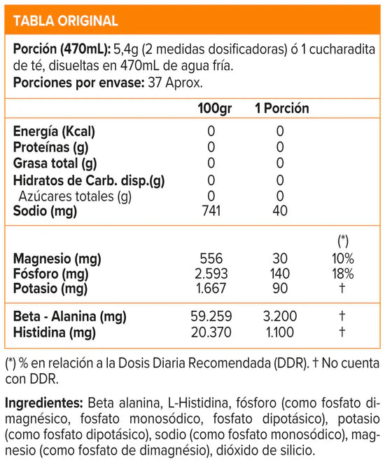 Envase de Beta Alanina ON 203g Sin Sabor