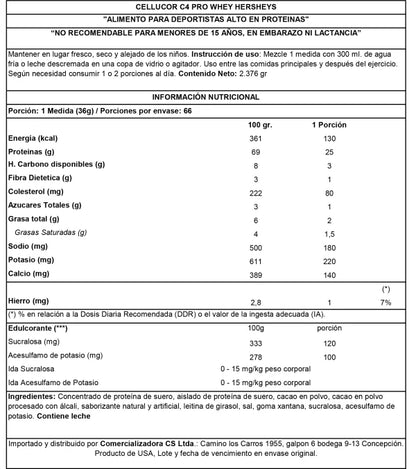 Envase de proteína en polvo Cellucor C4 sabor Reese's.