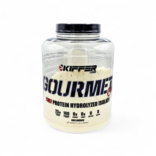 Envase de proteína hidrolizada Kiffer Labs sin sabor.