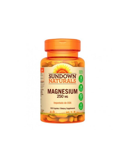 Frasco de Magnesio Sundown 250mg, 100 tabletas.