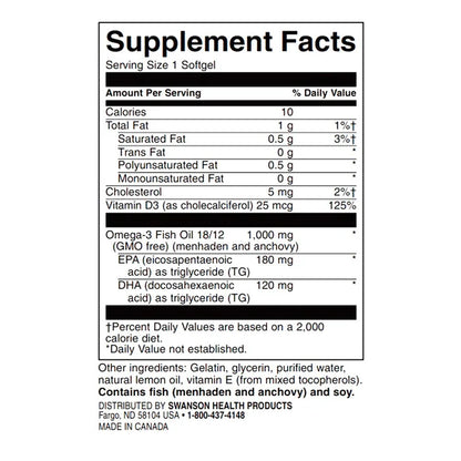 Omega 3 Swanson 60 Softgels Sabor Limón