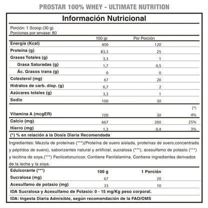 Bote de proteína Ultimate Nutrition Prostar sabor chocolate.