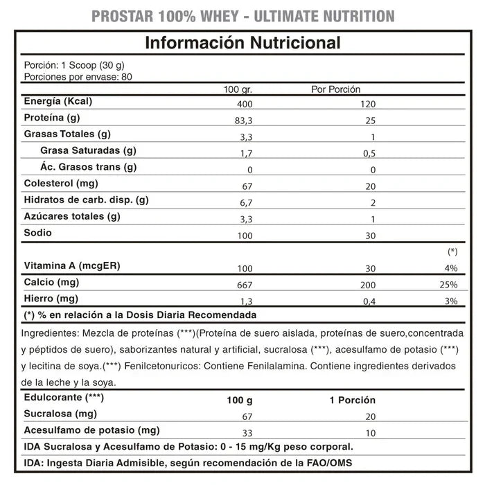 Envase de Proteína Whey Ultimate Nutrition sabor fresa.
