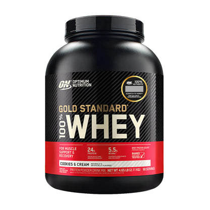 Envase de proteína Optimum Nutrition Gold Standard 100% Whey sabor Cookies & Cream.